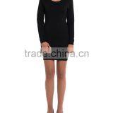 2015 Round Neck Solid Black Beaded Long Sleeve Bottoming Mono Fitness Tight Pullover Womens Dress Wholesale thumbnail-2