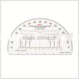Chinese Custom 6 Inch Half Moon 360 Degree Plastic Protractor, Transparent High Quality Protractor for Military Training # KMP-1 thumbnail-3
