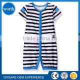 (Latest Style) 2017 Stripped Black and White Cotton Infant Romper Made in China thumbnail-2
