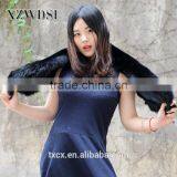 CX-B-06 Fashion OEM Custom Black Keep Warm Women Fur Shawls thumbnail-2