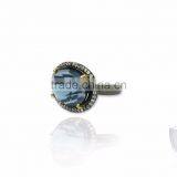 Fancy Blue Hydro Gemstone Ring in 925 Sterling Silver thumbnail-1