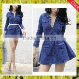 Lastest designer summer sexy denim dress women slim fit hot jean shirtdress wholesale