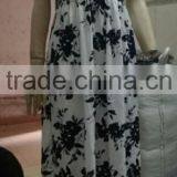 Summer New Style Sexy Printed White and Blue Color Sleeveless Simple Long Dress thumbnail-1