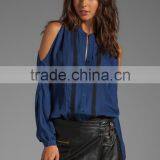 Open Shoulder Lace Trim Blouse thumbnail-1