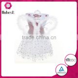 Wholesale feather white angel wings / white tutu skirt for halloween party wing costume