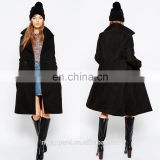 Ladies long coat design oversized notch lapels ladies winter long coats