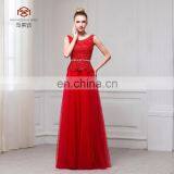 A-line Wedding Evening Formal Party red long beaded bridesmaids dresses with sash