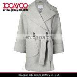 New Season Women Wear Light Grey Virgin Wool Blend Wide Lapels Double Breasted Coat thumbnail-1