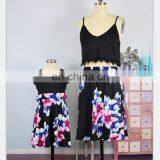 2019 New SUMMER Sleeveless Black Sling and Printed Pleated Skirt Mommy and me Dress (this Link for WOMAN) thumbnail-2