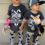 EASTER Day Spring Summer Girls Boutique Outfits Pink Black Short Sleeved Tshirt Top 2pc Set 1-7years thumbnail-2