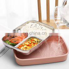 Luxury Reusable Double Wall Eco Friendly 3 Compartment Stainless Steel Bento Black Lunch Box thumbnail-3