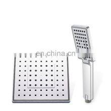 Multifunctional 3 Color High Quality Chrome 8 Inches ABS Plastic Square Bathroom Top Rain Overhead Shower Hand Shower Sets thumbnail-1