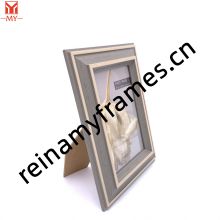 PS Plastic Photo Frame Gray Wood Grain Narrow Line Border Photo Frame for Home Office and Hotel Decoration