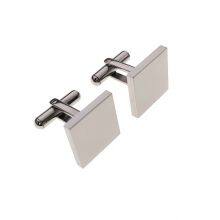 Stainless Steel Quadrate Cufflinks Waterproof Jewelry for Men With Customizable Name Logo thumbnail-3