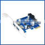 China Supplier 4 Port USB 3.0 PCIE Expansion Card PCIE to 2port USB3.0 With 19/20 Pin USB3.0 Header Controller Card for Desktop