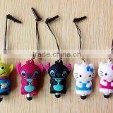 Touch pen for mobile phone pad touch screen Factory Wholesale Stitch cute 3D cartoon Capacitance pen Dust plug