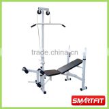 body fitness Weight Bench with lat bar barbell rack combined fitness gym bench