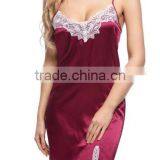 2016 Wholesale OEM Women's Nightshirts Satin Chemises Slip Sleepwear Lace Trim thumbnail-4
