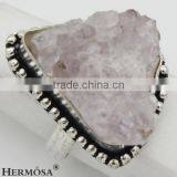 Nature Stone White Druzy Triangle Shape Single Stone Finger Ring For Party Ocassion thumbnail-2