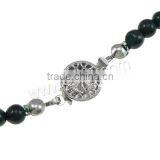 Malachite Beads Necklace, Brass Box Clasp, Teardrop thumbnail-3