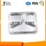Three Compartment Disposable Aluminum Foil Trays With Lids