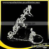 Novelty Antique Silver Rose Flower Shaped Double Ring thumbnail-4