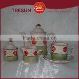 Hot selling 17pcs ceramic handpainted pot and tea set