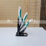 3pcs Double Injection Handle Green& White color Ceramic Kitchen Knife set of 3"+4"+5"