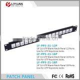 LY-PP5-21-12P 19"1U UTP Blank 12 Ports/16 Ports/18 Ports Use for UTP Keystone Jacks Patch Panel