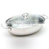 Oval Roaster With Wire Handle Glass Lid