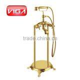 Old Style Brass Bathtub Faucet Floor Stand Shower Mixer thumbnail-4