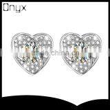 925 Sterling Silver Heart Micro Zircon Ear Studs With Paving Setting thumbnail-1