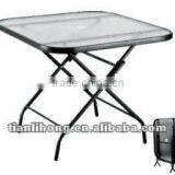 Folding Square Iron Tube Glass Dining Table