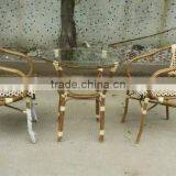 YH-5037 Aluminum and Rattan Material Bamboo Look Dining Table and Chairs thumbnail-2