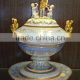 Royal Design Gilt Bronze Mounted Soup Container With Serving Tray, Hand Painted Bone China Dinnerware, Home Decorative Soup Pot thumbnail-4