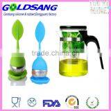 Stainless Steel Tea Infuser Strainer With Green Silicone Leaf Lid thumbnail-2