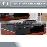 Antique Black Marble Top Wooden Base Coffee Table for Living Room Furniture Set thumbnail-4