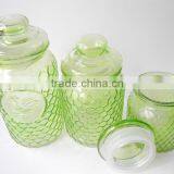 Round Home Basis Honeycomb Glass Canisters With Glass Lid thumbnail-2
