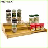 Expandable 3 Tier Bamboo Spice Rack Spice Holder Steps/Homex_FSC/BSCI Factory
