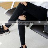 2017 New Fashion High Waist Ripped Knee Denim Pants Fit Pant for Women thumbnail-4