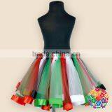 Red White And Green Christmas Girl Skirt Posh Design For Girl's Tulle Skirt Handmand Vogue Chiffon Tulle Skirt For Girl thumbnail-6