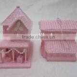 Shabby Pink Glitter Christmas Village Houses thumbnail-4