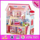 2017 New Products Lovely Children Wooden Dollhouse Kits W06A100 thumbnail-1