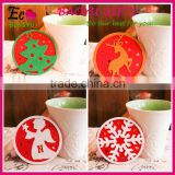 New Year Gifts Colorful Round Christmas Cartoon Fabric Coaster Wholesale