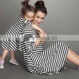 Europe Style Strip Summer Half Sleeve Mother Daughter Casual Dresses With Two Pocket thumbnail-1