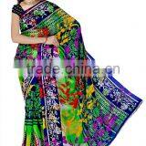 Flower Printed Black & Red Glamour Saree With Blouse thumbnail-4