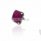 925 Sterling Silver Fine Gemstone Rings With Red Quartz thumbnail-1