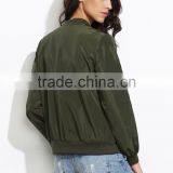 Zipper Up Olive Green Bomber Jacket With Arm Pocket 100% Polyester Custom Pilot Bomber Jacket Fashion Clothing Supplier thumbnail-5