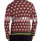 Santa Claus Pattern Ribbed Trim Pattern Men Pullover Christmas Sweater thumbnail-2