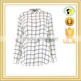 Black White Plaid Shirt Women Cool Blouse Long Sleeve Shirt for Woman thumbnail-1